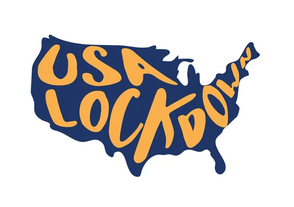 Usa Mapa Lockdown Text Country Lockdown Support — Wektor stockowy
