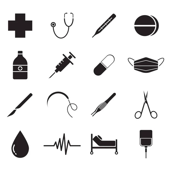 Medizinische Symbole (schwarz) — Stockvektor