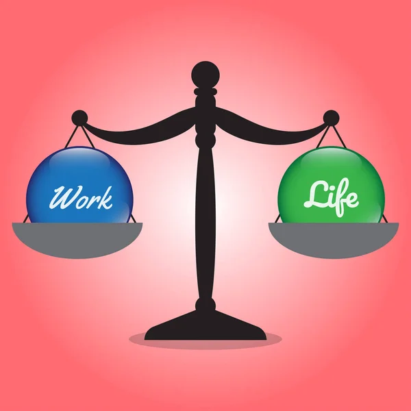 Scale Of Work Life Balance (Work And Life Crystal Balls) — Stock Vector