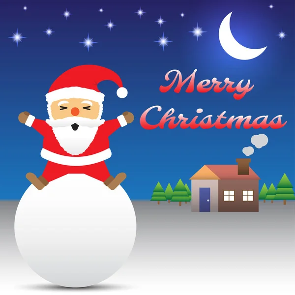 Merry Christmas - Santa Claus Sitting On Snow Ball — Stock Vector