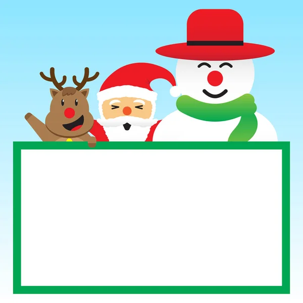 Merry Christmas - üç arkadaş ve beyaz tahta — Stok Vektör