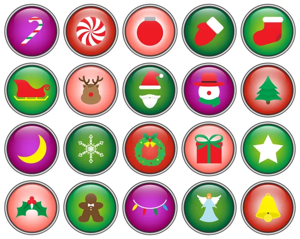 Feliz Navidad - Botón iconos — Vector de stock