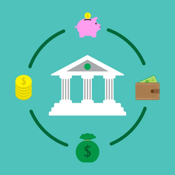 Finanzinstitut und Geldsparen — Stockvektor