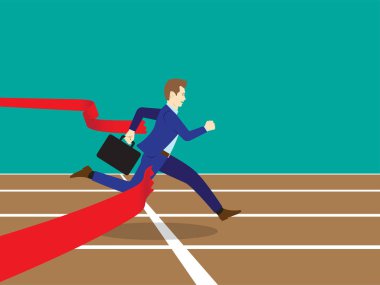 Bitiş çizgisine çalışan iş adamı