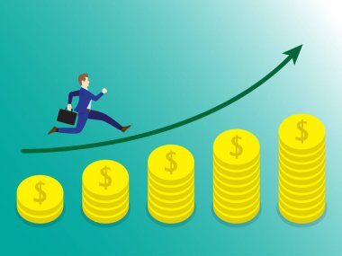 Büyüme üzerinde çalışan işadamı paralar grafik