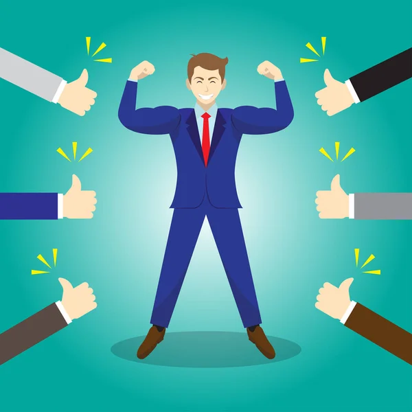 Businessman Getting Thumbs Up From Others Vector Graphics
