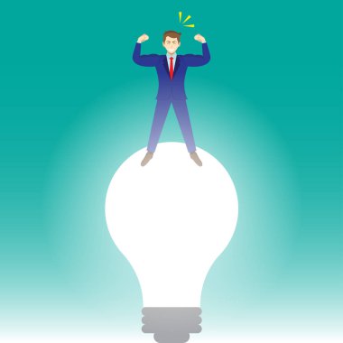 Ampul üzerinde duran işadamı