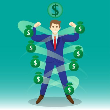 Para Çantalar tarafından çevrili işadamı