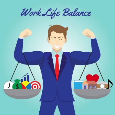 Hayat dengesi simgeleri işadamı kollarda asılı çalışmak