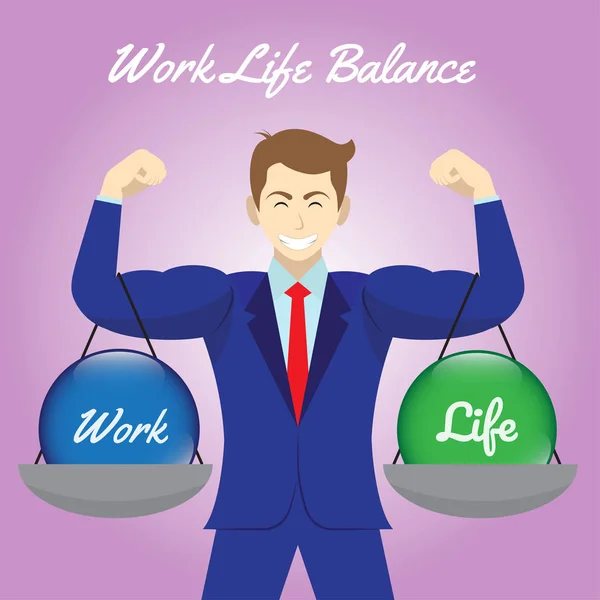 Work-Life-Balance Kristallkugeln hängen an den Armen von Geschäftsleuten — Stockvektor