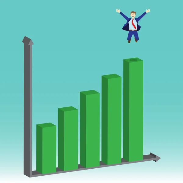 Businessman Jumping On Top Of Bar Graphs Royalty Free Stock Illustrations