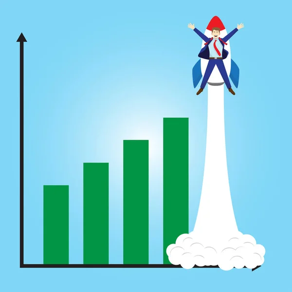 Businessman Launching Beyond Bar Graphs By Rocket Royalty Free Stock Vectors