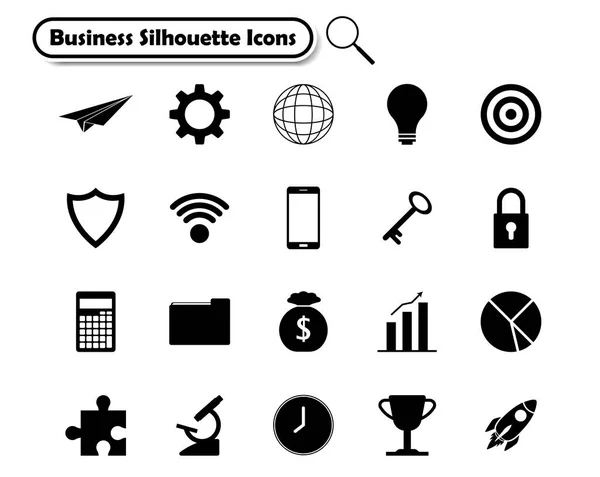 Silhouette Business Iconos planos — Vector de stock