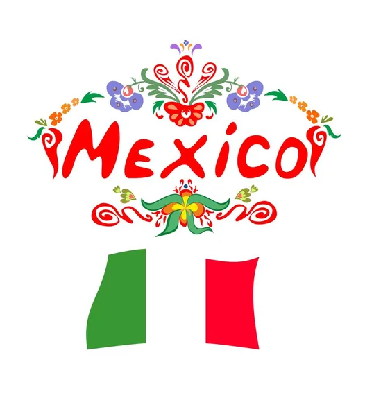 Floral print with Mexican flag — Stock Vector