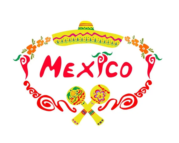 Imprimer avec des lettres mexicaines de vacances. Modèle design décoratif — Image vectorielle