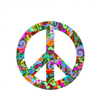 Bu barış işareti soyut renkli desenli