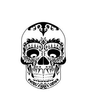 Vintage scul. lblack ve beyaz dövme