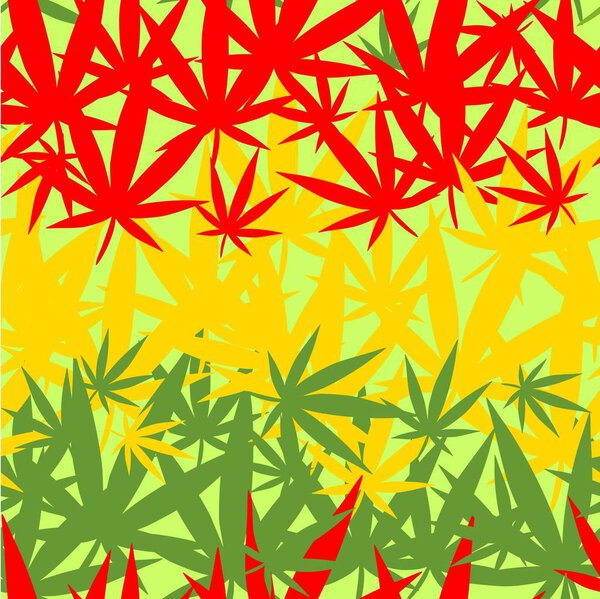 Wallpaper with colorful marijuana leaves