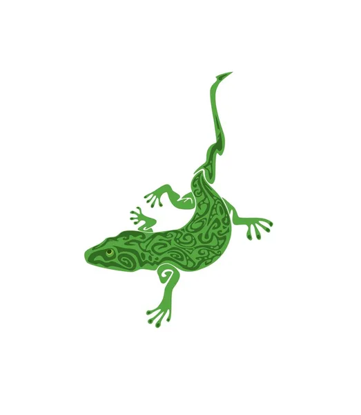 Green vintage lizard tattoo isolated on white background — Stock Vector