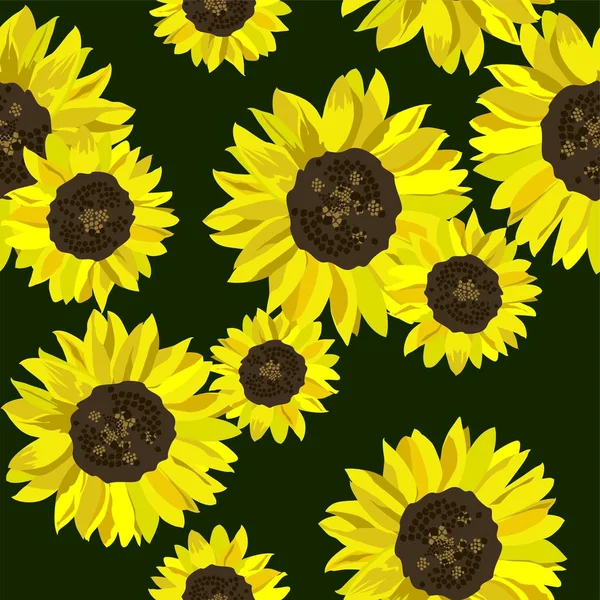 Papier peint d'été avec tournesols jaunes — Image vectorielle