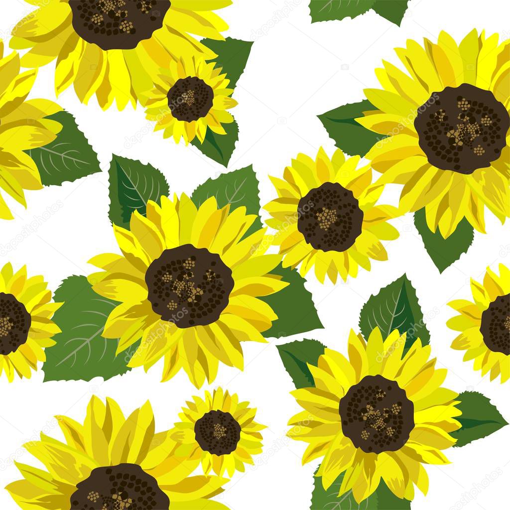 Summery wallpaper with sunflowers