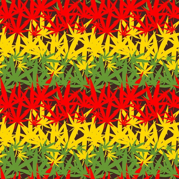 Rastafarische Tapete mit bunten Marihuanablättern — Stockvektor