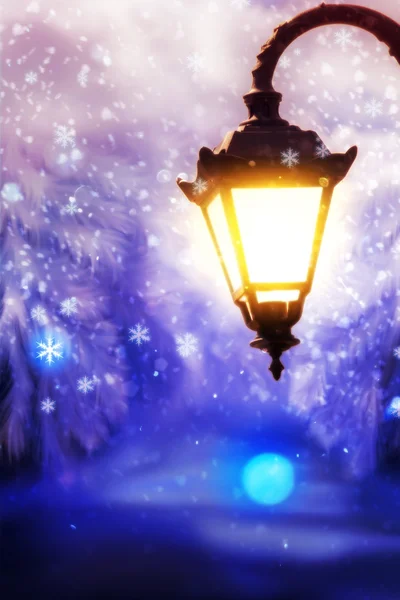 Winter straat lamp — Stockfoto