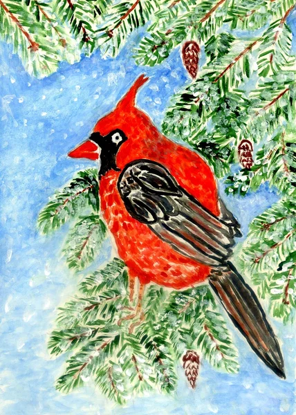 Arte cardenal rojo — Foto de Stock