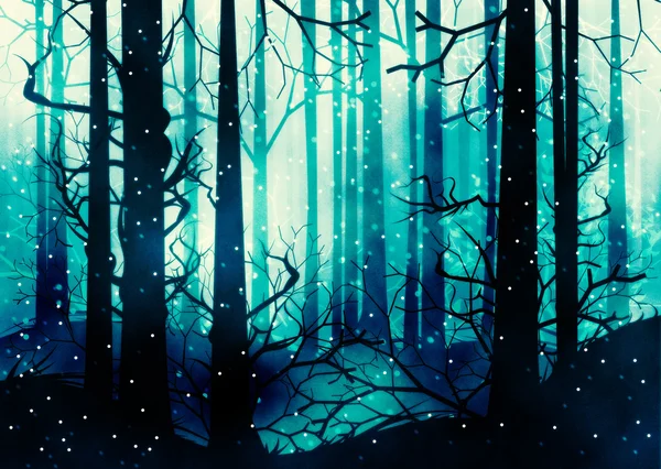Темный зимний лес — стоковое фото