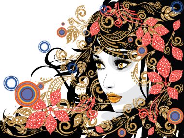 Çiçek ile sonbahar kız