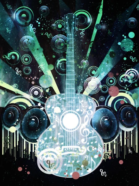 Grunge gitaar met luidsprekers — Stockfoto