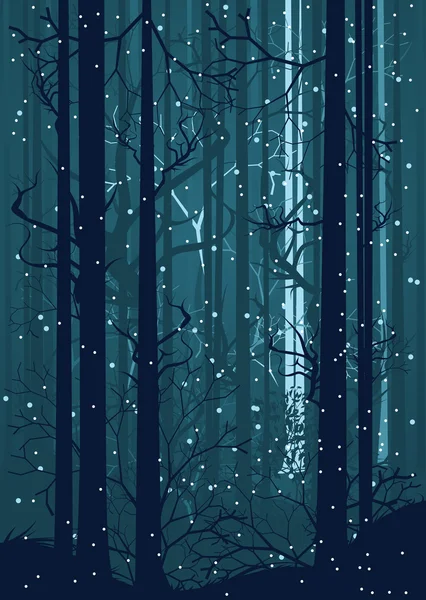 Snowy Winter Forest — Stock Vector