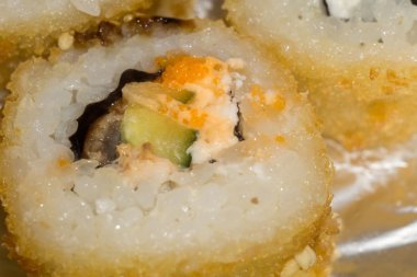 Sıcak suşi rulo makro