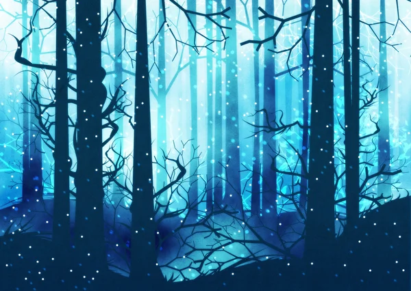 黑暗的冬季森林 — 图库照片