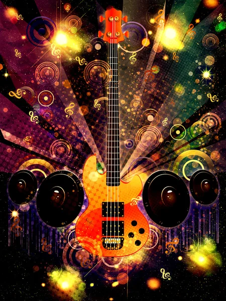Grunge Guitar with Loudspeakers — Stock Photo, Image