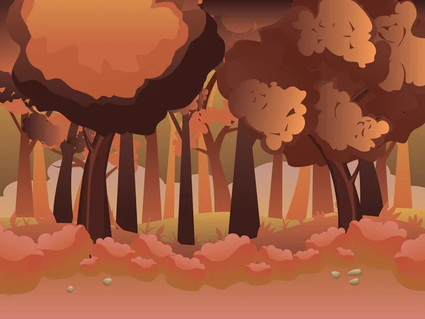 Bosque de otoño de dibujos animados — Vector de stock