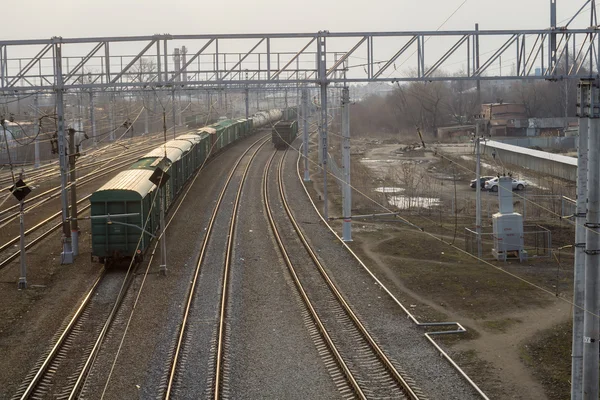 Železniční trať na vlakovém nádraží — Stock fotografie