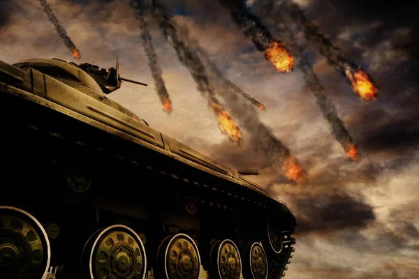 Vojenský Tank na bojišti — Stock fotografie