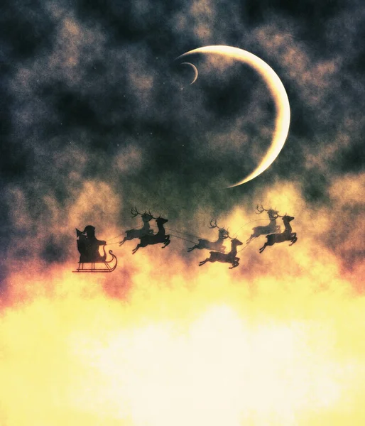 Santa en wassende maan — Stockfoto