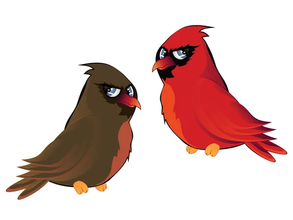 Cartoon Couple of Cardinals — Stock Vector