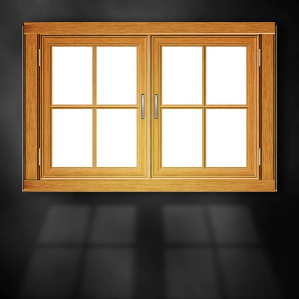 Drewniane okna w pokoju — Zdjęcie stockowe
