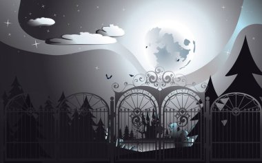 Spooky Halloween mezarlığı