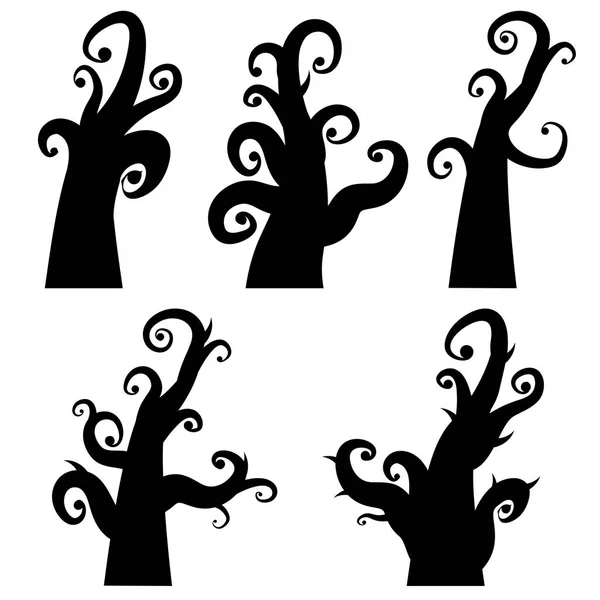 Árboles espeluznantes torcidos — Vector de stock