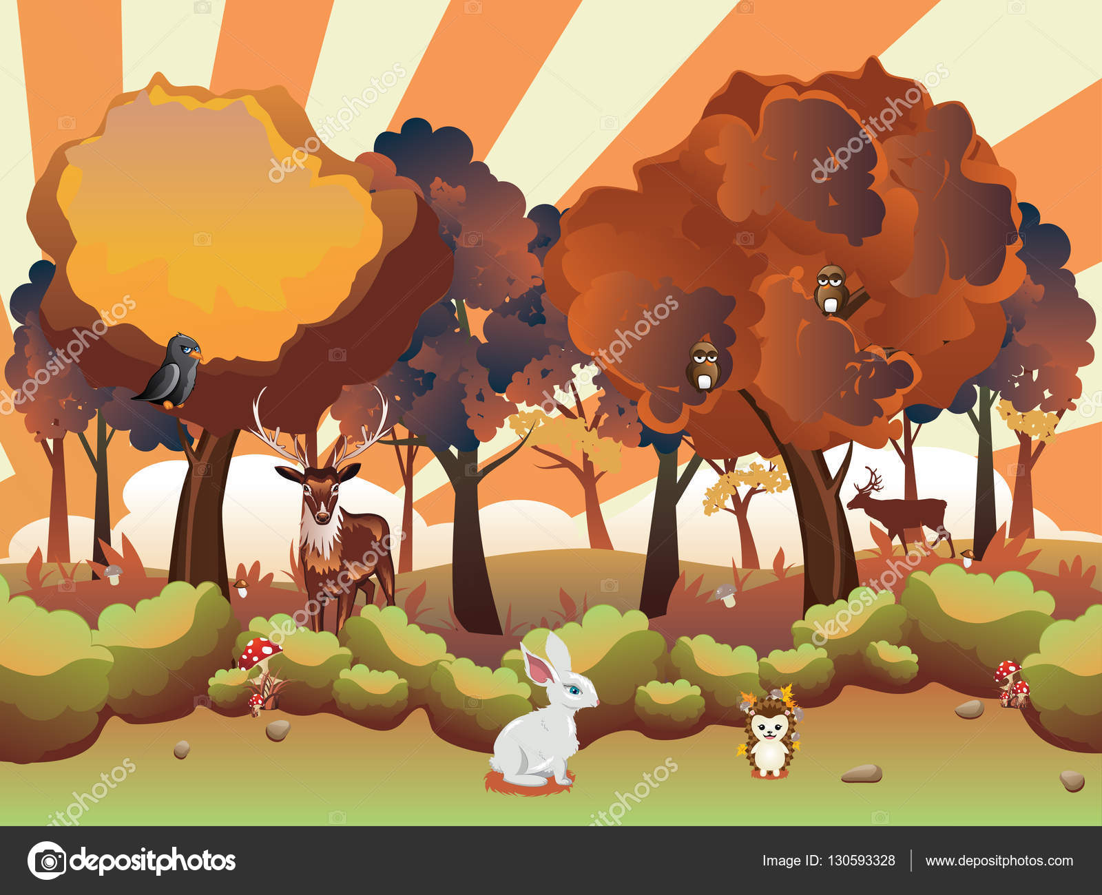 Cartoon Autumn Forest with Animals Stock Vector Image by ©artshock #130593328 Cartoon Autumn Forest with Animals Stock Vector Image by ©artshock #130593328