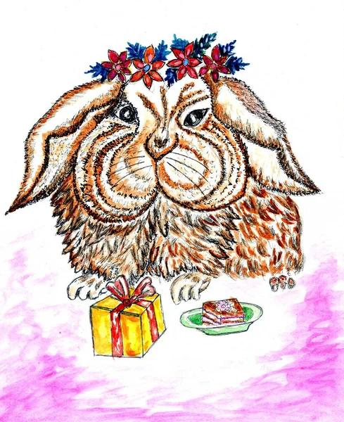 Cute Rabbit Drawing — Stock Photo, Image