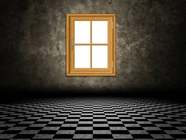 Holzfenster im Zimmer — Stockfoto