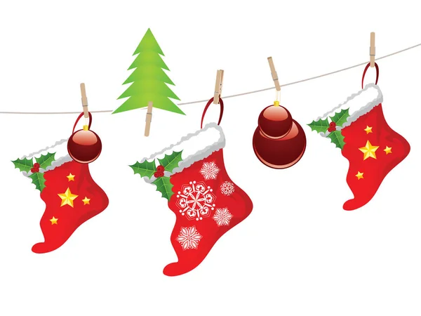 Christmas Stockings on Rope — Stock Vector