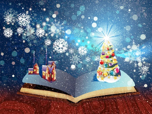 クリスマスの魔法の本 — ストック写真