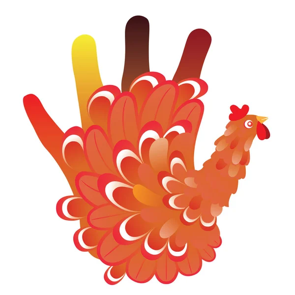 Grunge Hand Chicken — Stock Vector