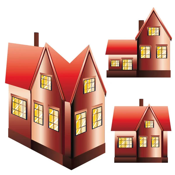 Three Houses Set — Stock Vector